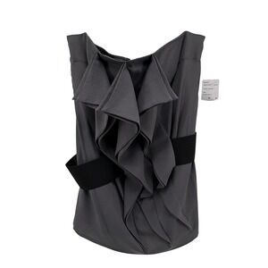 Twenty One Tube Top Womens M Grey Woven Ruffle Front Strapless Zipper Back